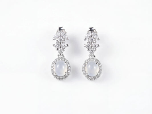 LINURE Cluster Oval Jade Drop Earrings