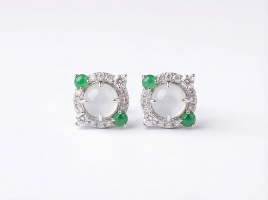 LINURE Two-Tone Jade Halo Studs