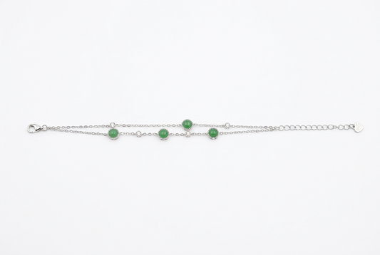 LINURE Green Jade Bead Double Layer Bracelet