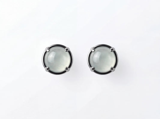 LINURE Round Icy Jade Studs