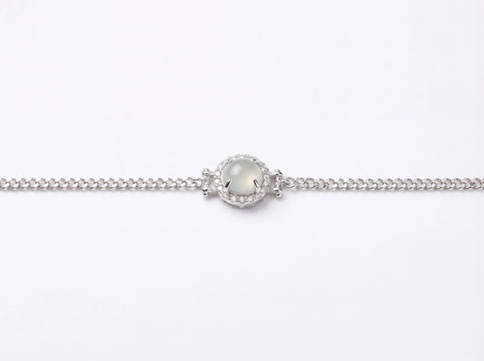LINURE Icy Jade Oval Silver Bracelet