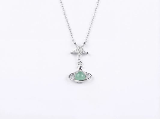 LINURE Star Planet Green Jade Necklace