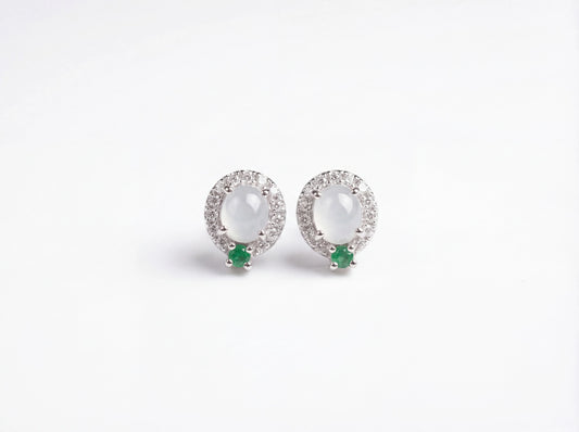 LINURE Two-Tone Jade Studs