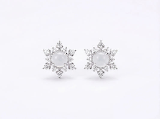 LINURE Snowflake Jade Studs
