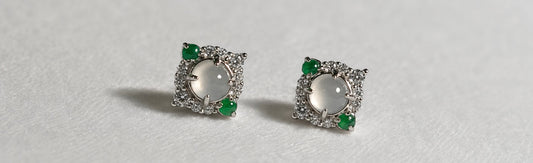 LINURE Two-Tone Jade Halo Studs