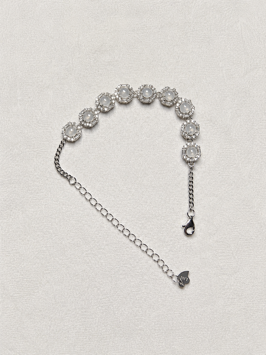 LINURE White Jade Octagon Bracelet