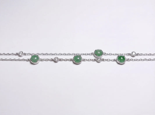 LINURE Green Jade Bead Double Layer Bracelet