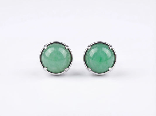 LINURE Circle Green Jade Studs