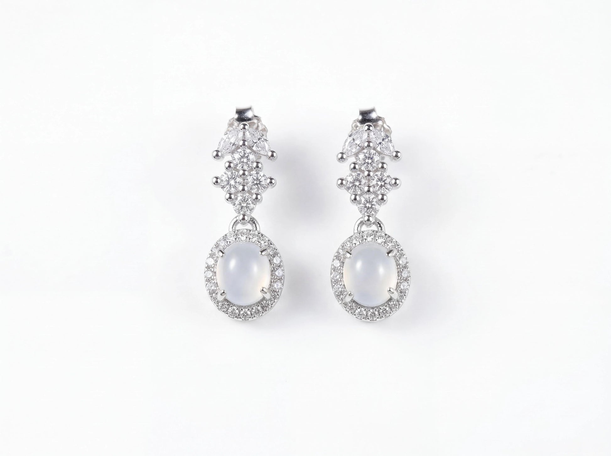 LINURE Cluster Oval Jade Drop Earrings
