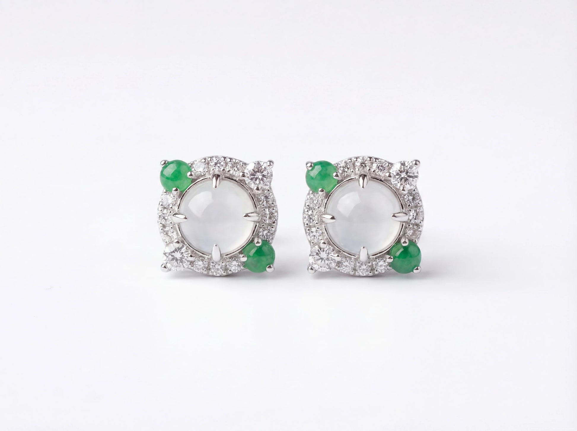 LINURE Two-Tone Jade Halo Studs