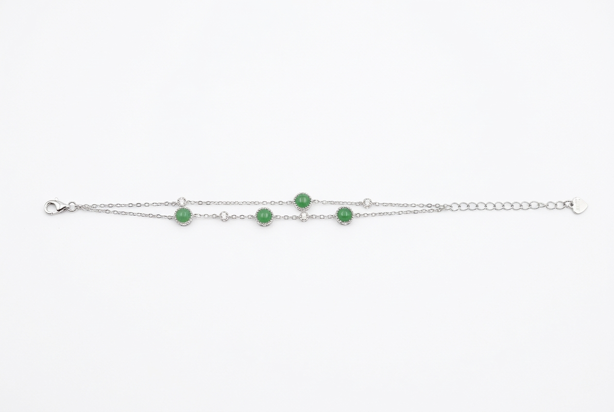 LINURE Green Jade Bead Double Layer Bracelet