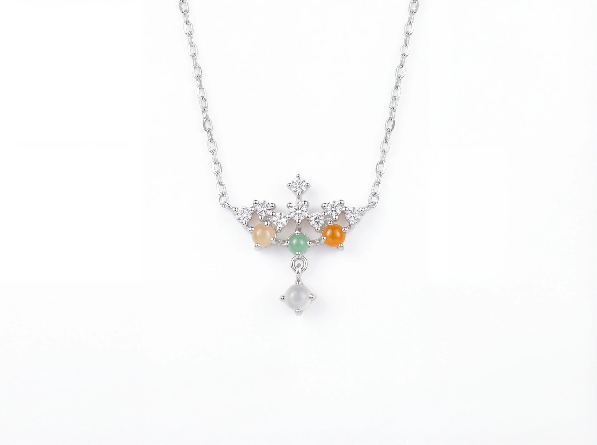 LINURE Colorful Jade Crown Necklace