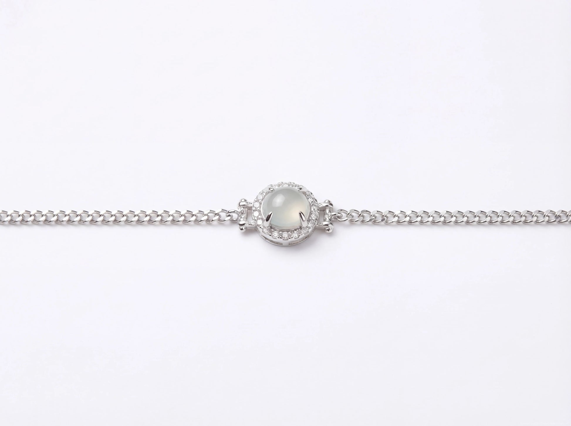 LINURE Icy Jade Oval Silver Bracelet