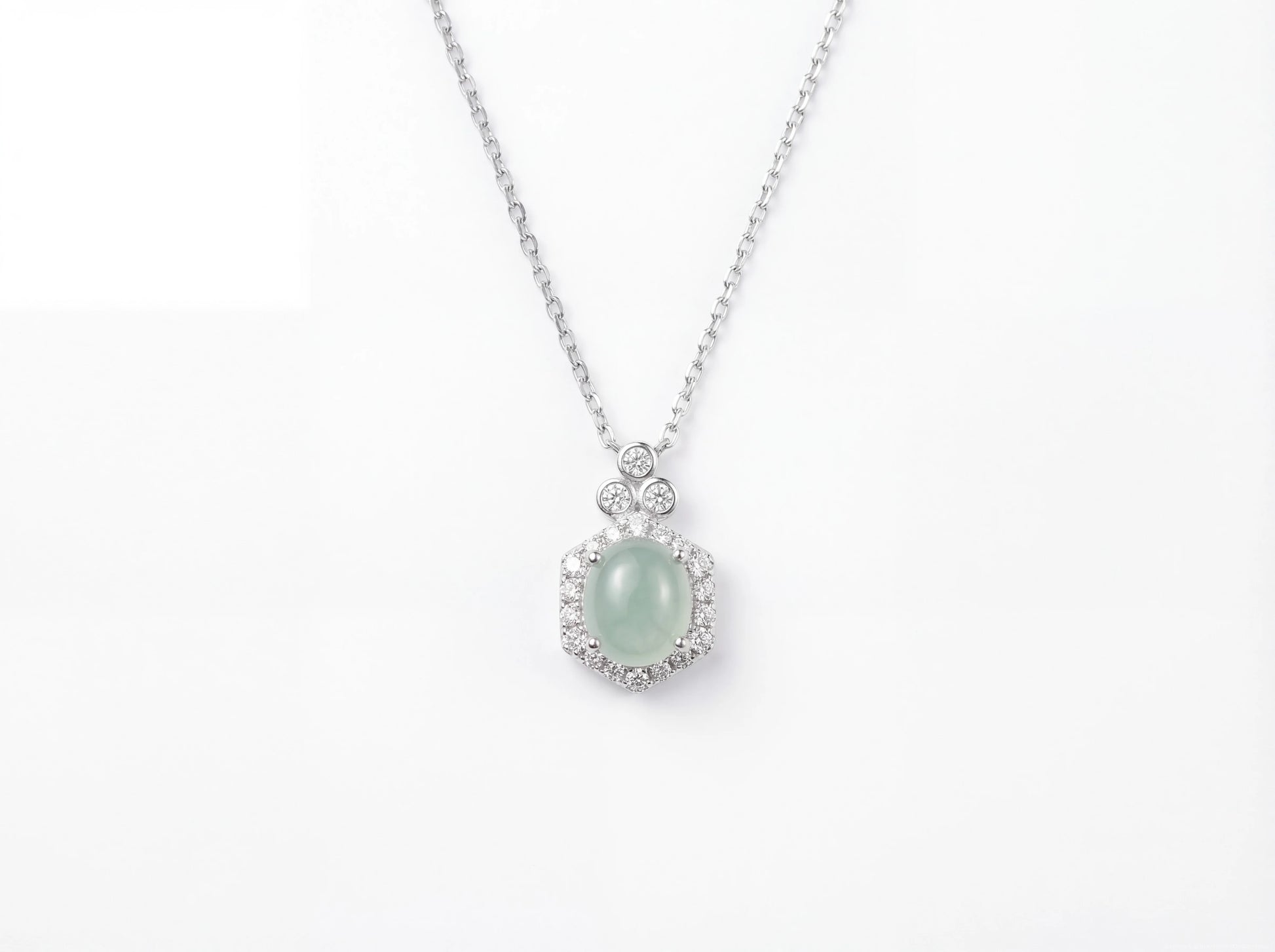 LINURE Hexagon Green Jade Necklace