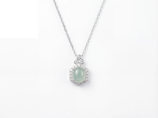 LINURE Hexagon Green Jade Necklace