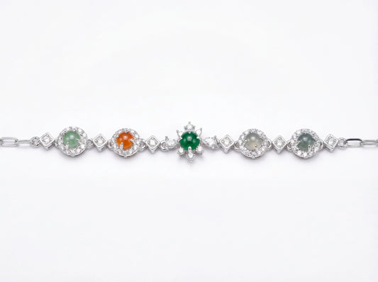 LINURE Colorful Jade Flower Bracelet