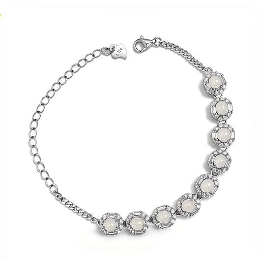 LINURE White Jade Octagon Bracelet