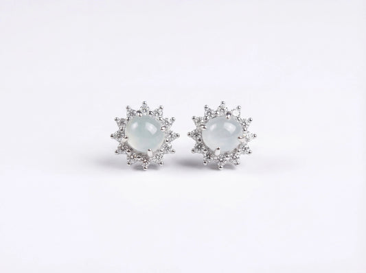 LINURE Sunburst Icy Jade Studs