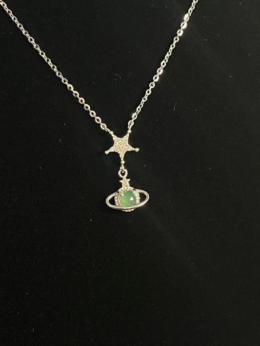 Star Planet Green Jade Necklace