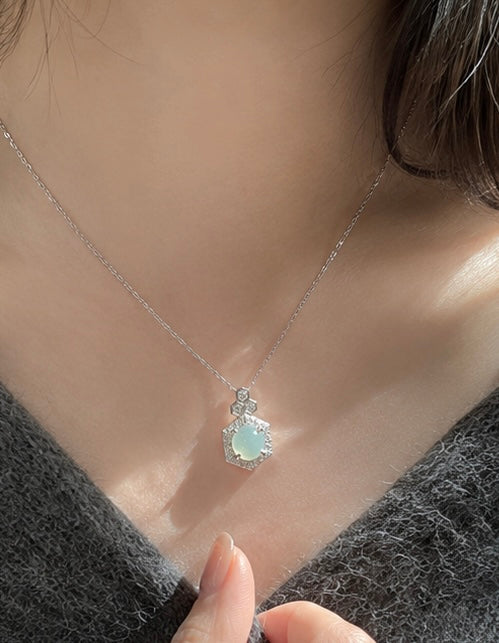 LINURE Hexagon Green Jade Necklace