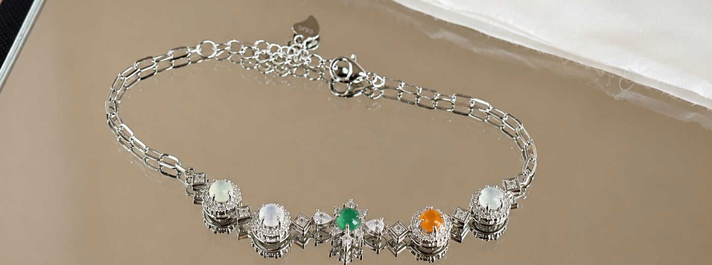 LINURE Colorful Jade Flower Bracelet