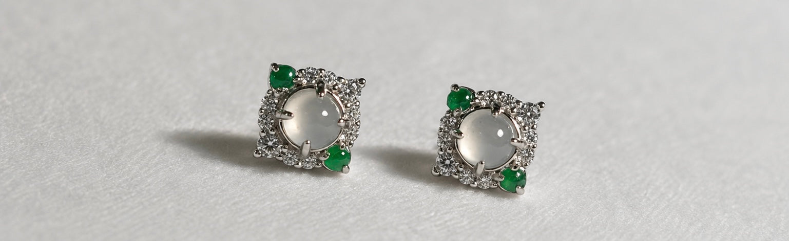LINURE Two-Tone Jade Halo Studs