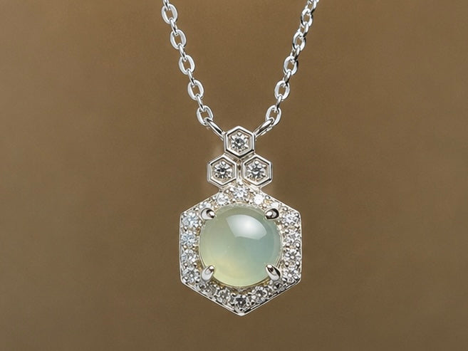 LINURE Hexagon Green Jade Necklace