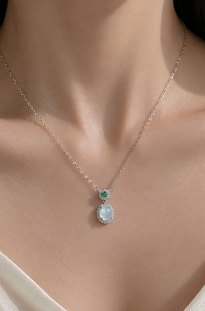 LINURE White Jade Drop Necklace