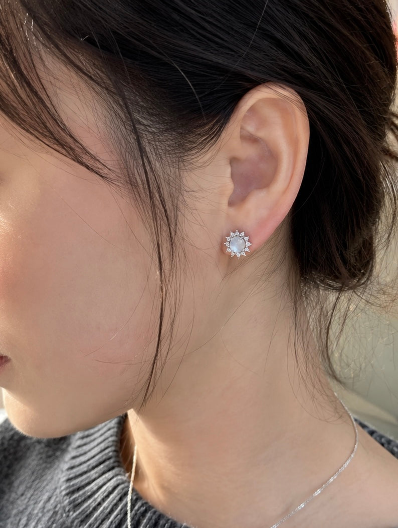 LINURE Sunburst Icy Jade Studs