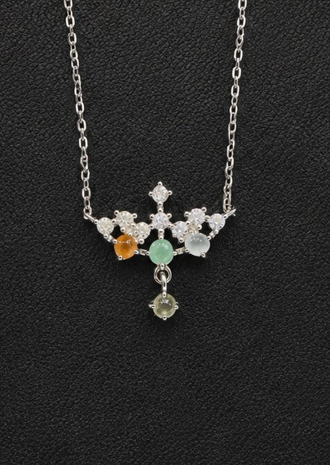 LINURE Colorful Jade Crown Necklace