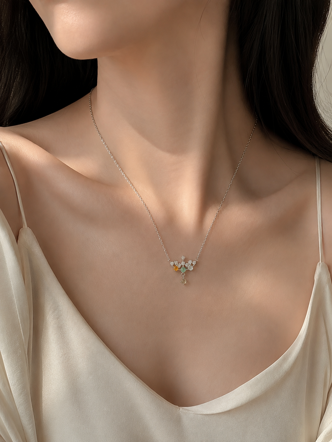 LINURE Colorful Jade Crown Necklace