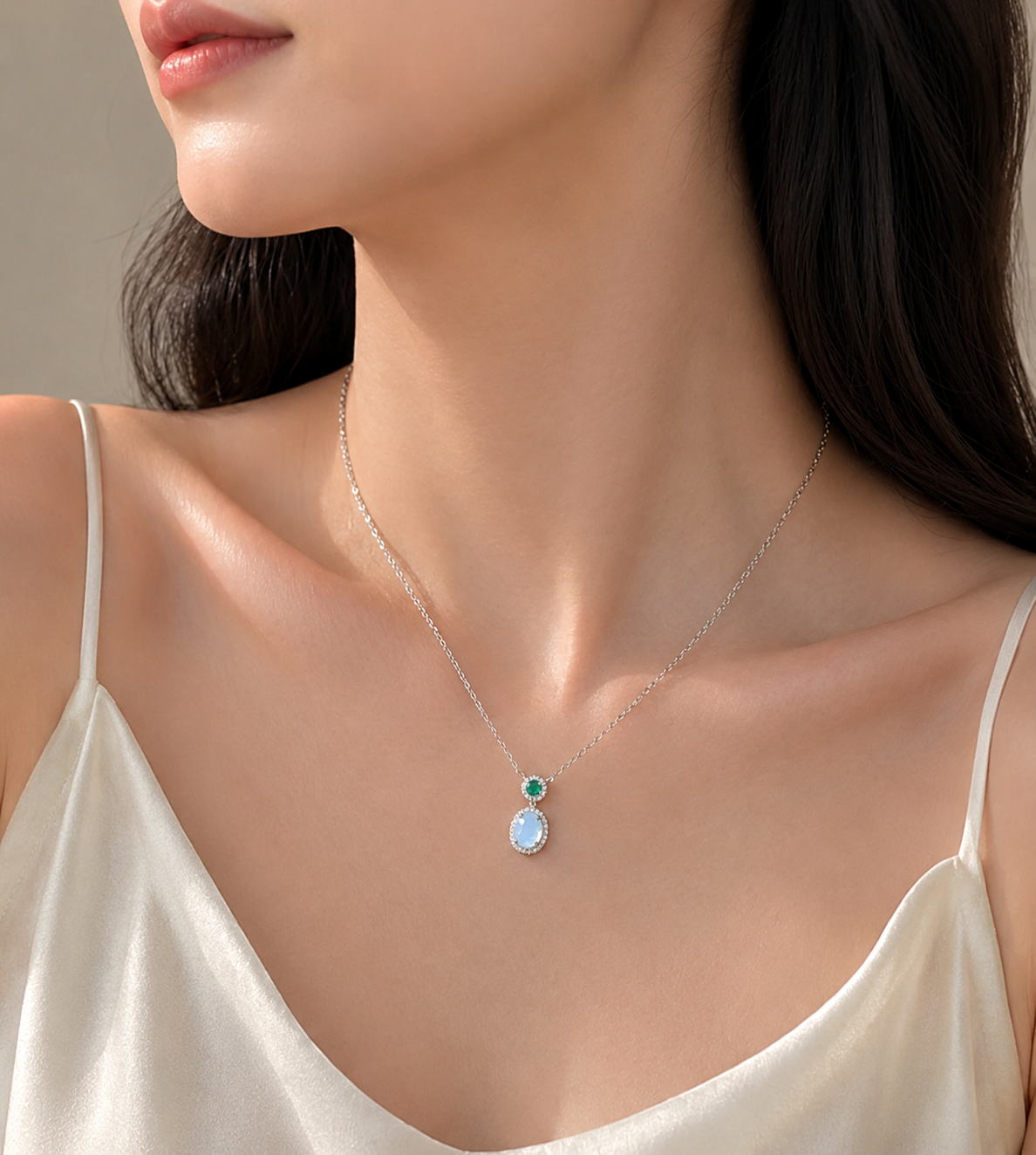 LINURE White Jade Drop Necklace