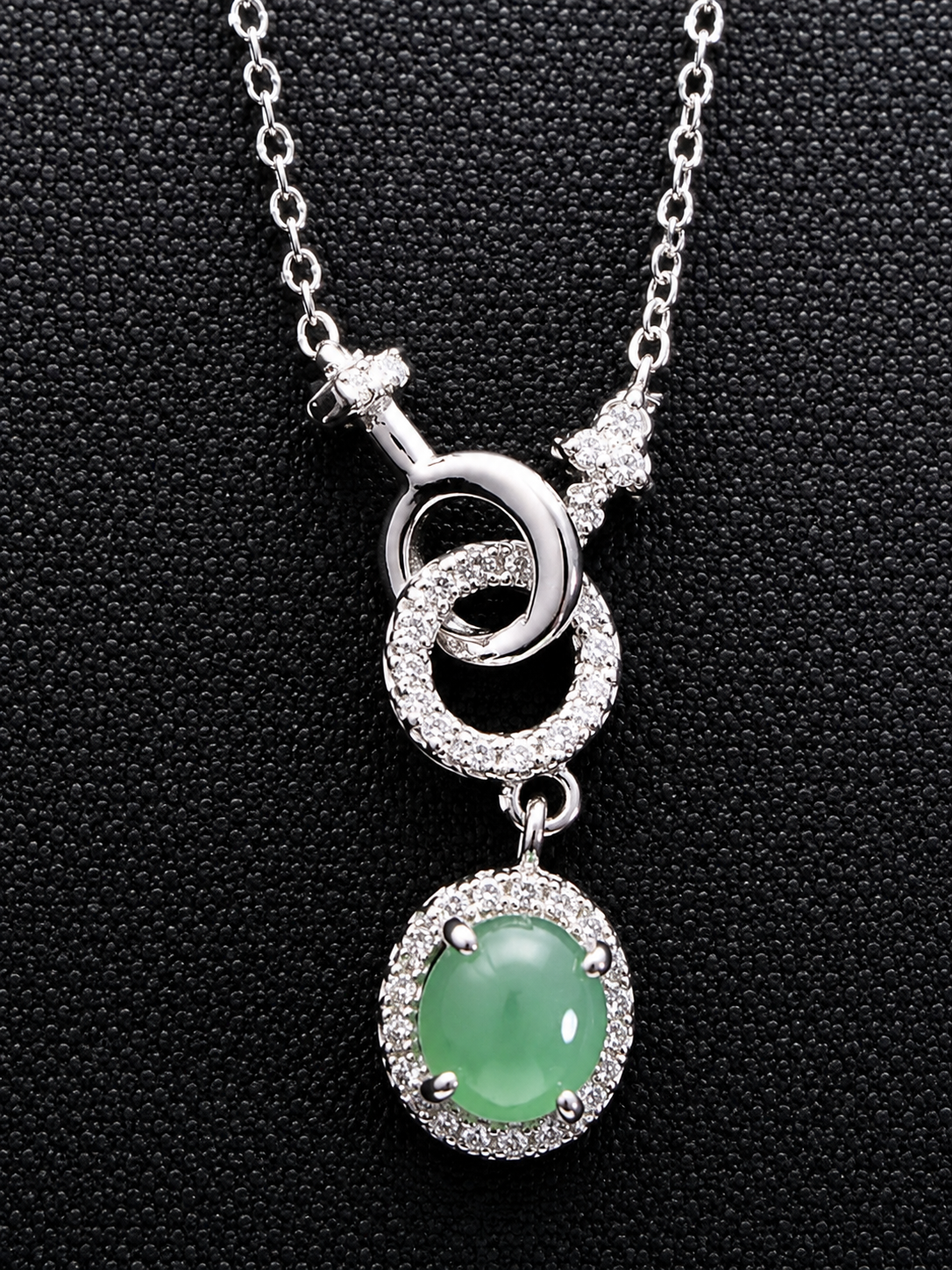 LINURE Oval Green Jade Drop Necklace