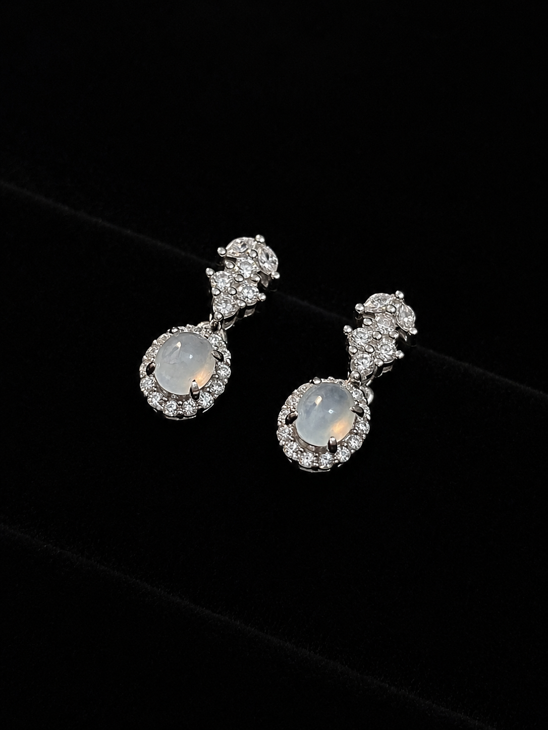 LINURE Cluster Oval Jade Drop Earrings