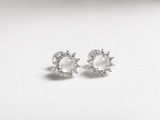 LINURE Sunburst Icy Jade Studs