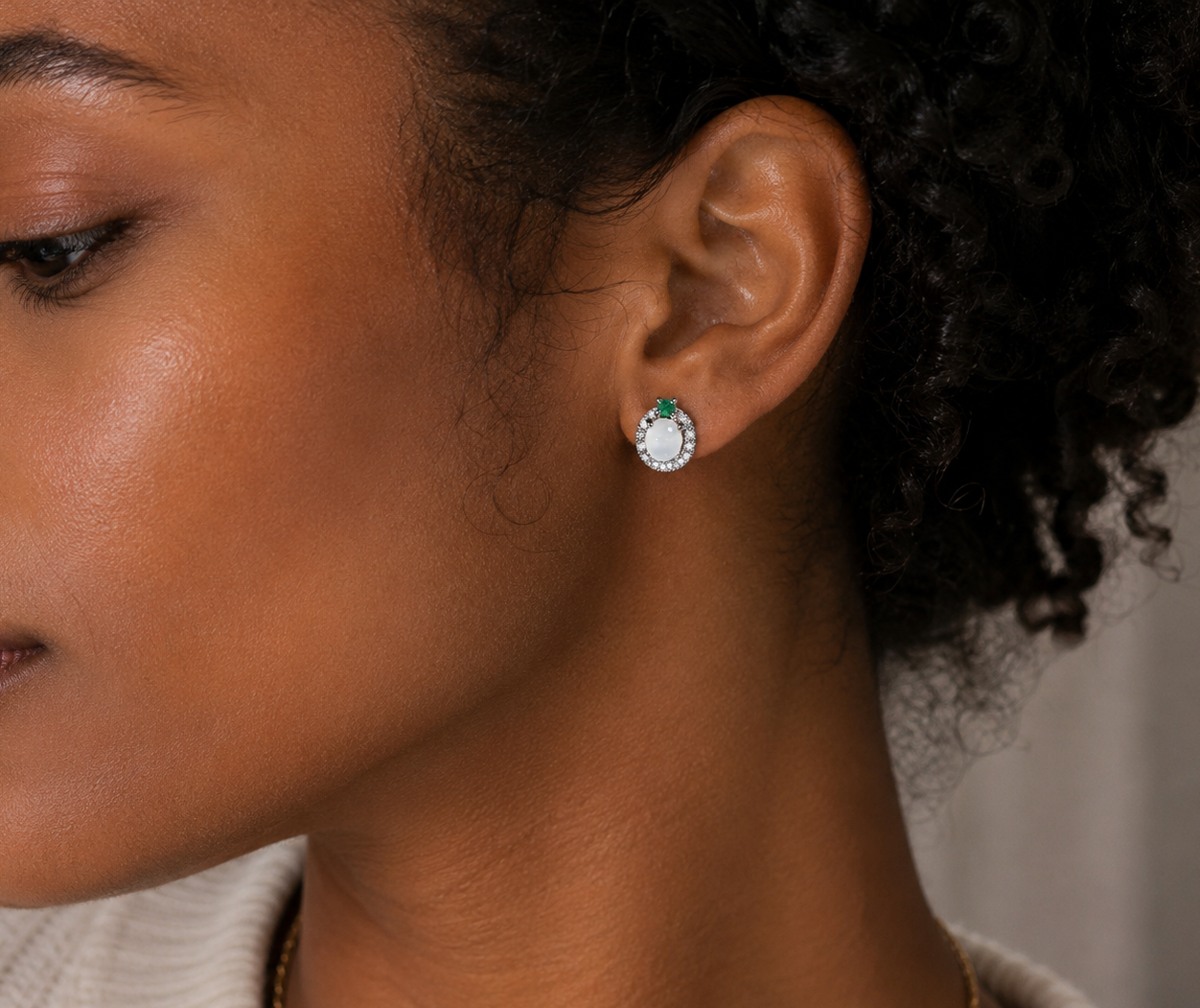 LINURE Two-Tone Jade Studs