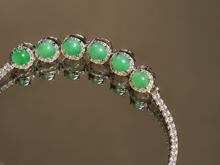 LINURE Green Jade Row Silver Bracelet