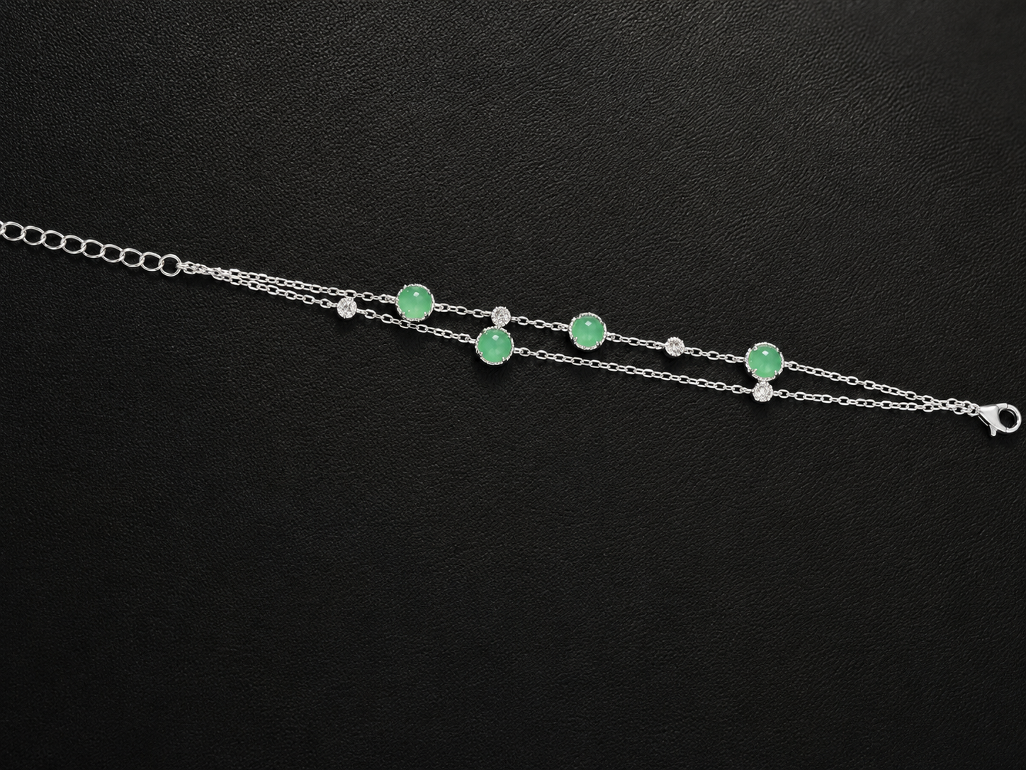 LINURE Green Jade Bead Double Layer Bracelet