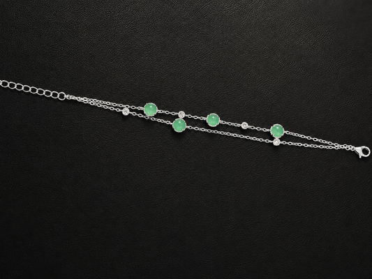 LINURE Green Jade Bead Double Layer Bracelet
