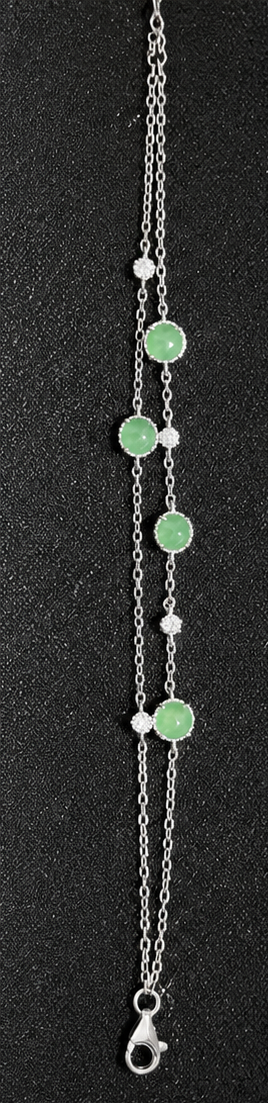 LINURE Green Jade Bead Double Layer Bracelet