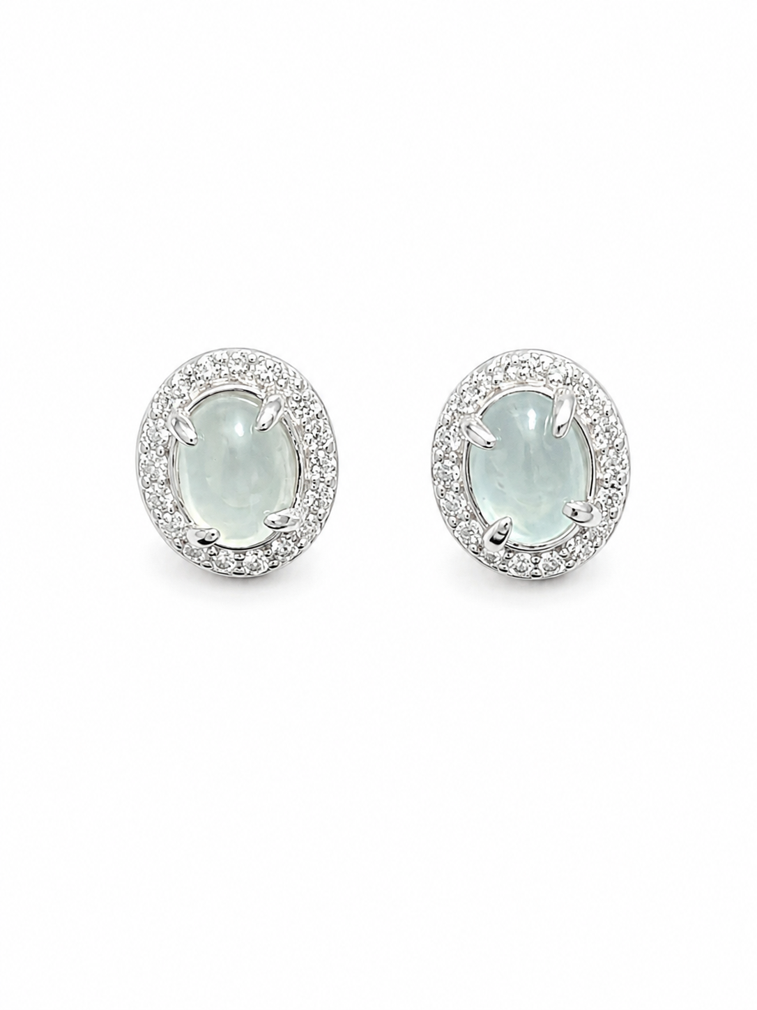 LINURE Oval Halo Icy Jade Studs