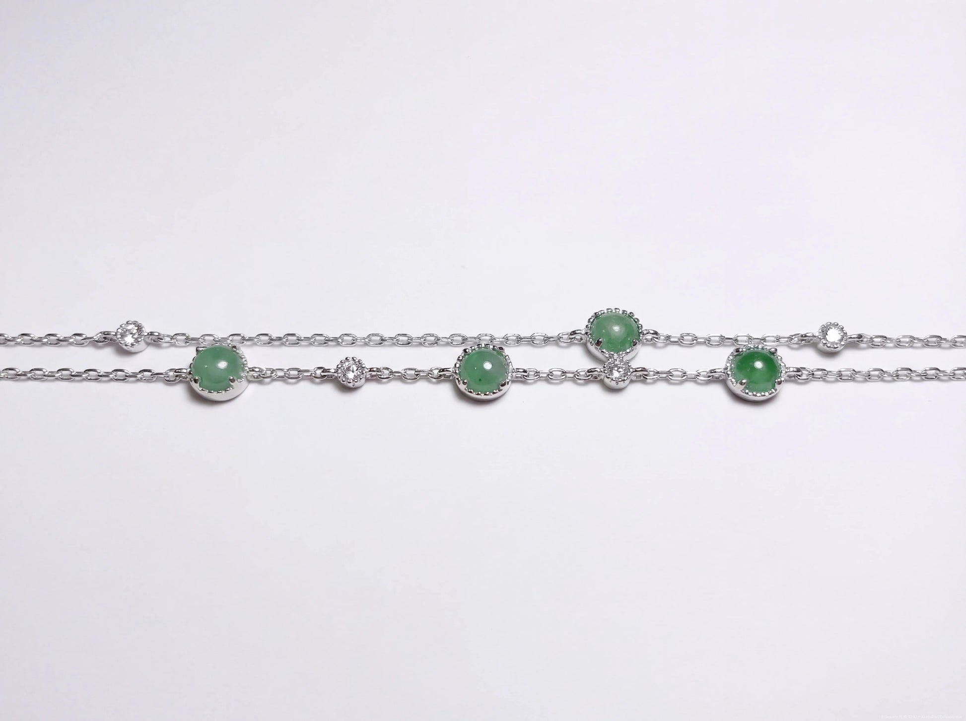 LINURE Green Jade Bead Double Layer Bracelet